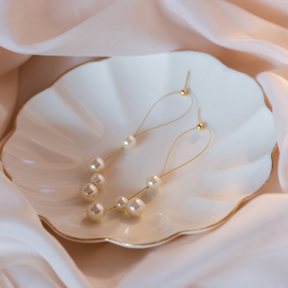 💙 Pearl Strings Earrings Sterling Silver - Picture 4 of 16